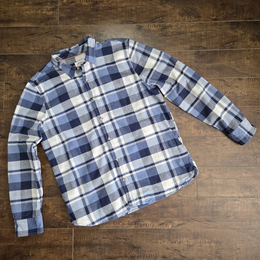 Fat Face Plaid Check Flannel Shirt Blue Size XL-Reg